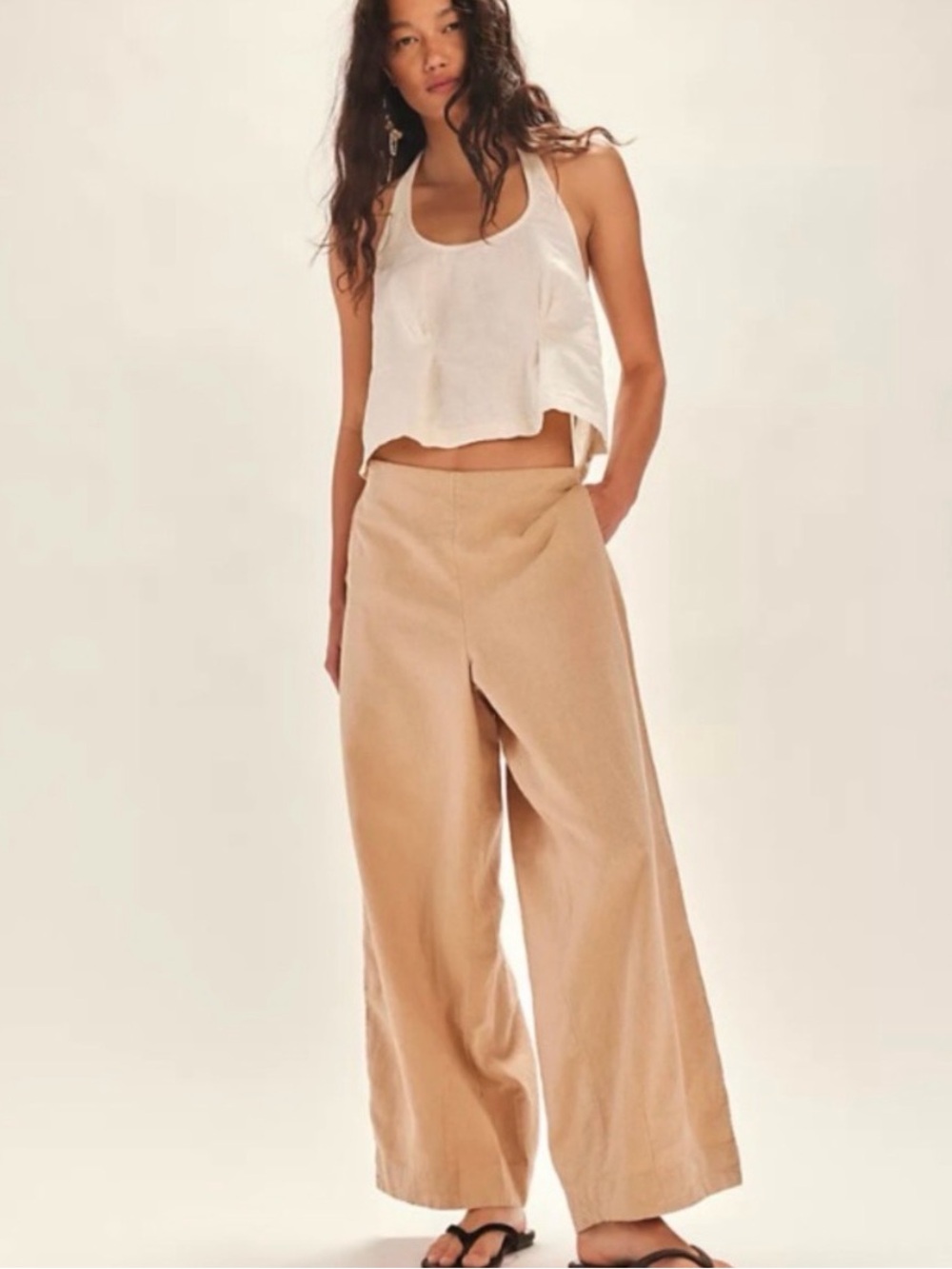 Free People Free-Est Demi Cotton-Linen Pants Large Lagenlook Boho Beachy